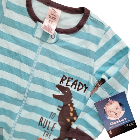 NWT Gerber Dino Blues Sleep & Play 6-9 Months - Picture 5 of 6